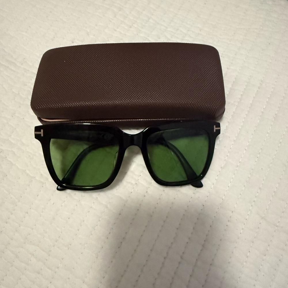 Tom Ford Black Sunglasses with Green Lenses